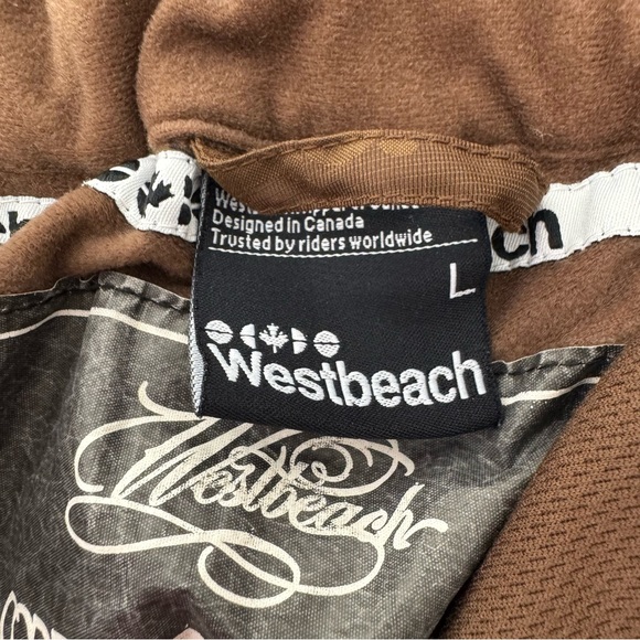 Westbeach snow pants brown paisley shimmer pattern gold hardware ski snowboard - Picture 16 of 17